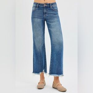 RISEN Full Size Mid Rise Crop Straight Jeans Plus Size